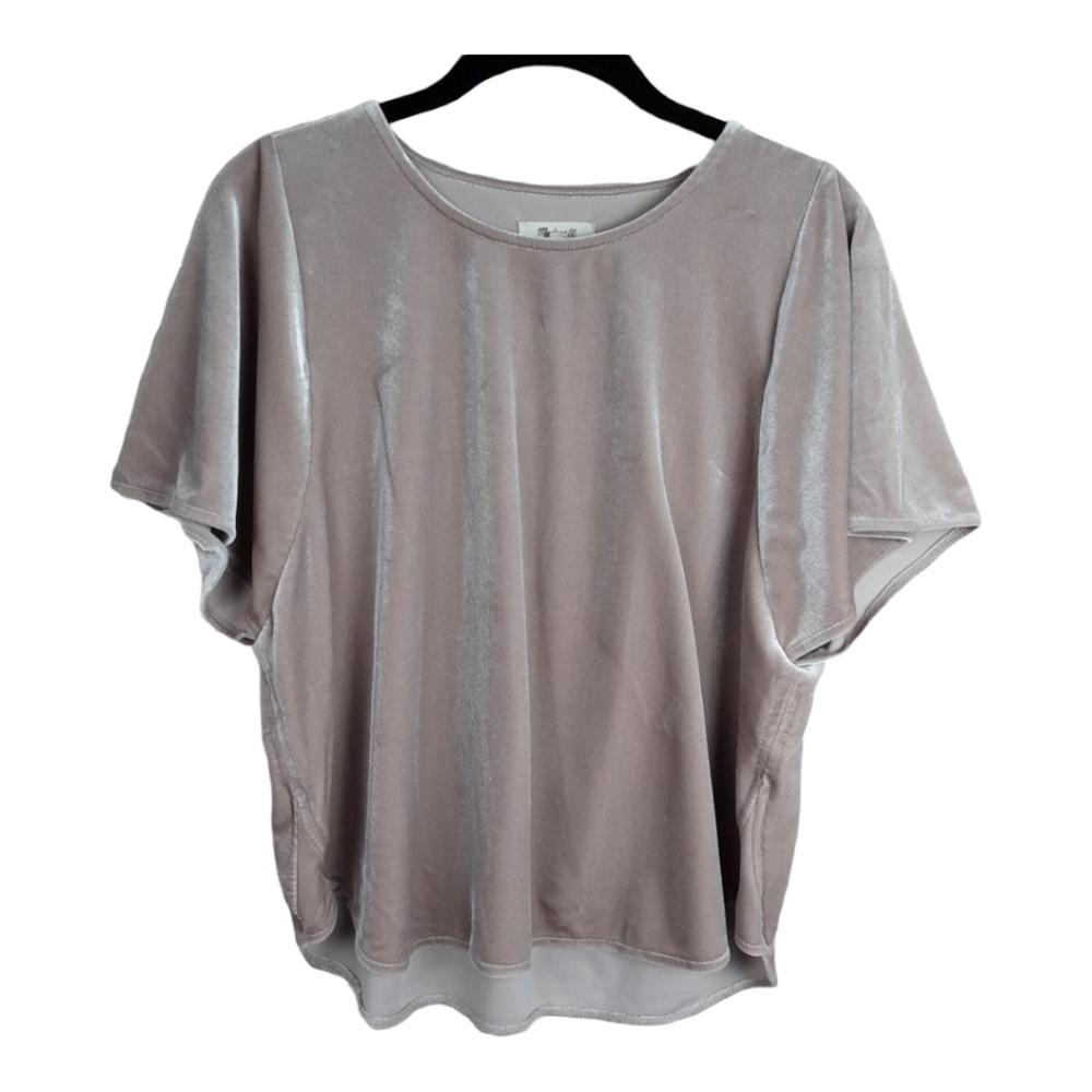 Madewell Blush Velvet Butterfly sleeve top Size S